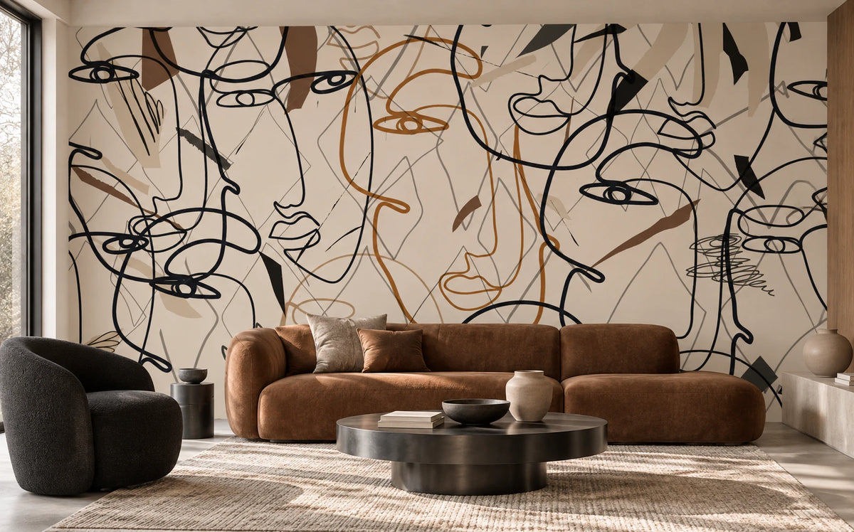 Papier peint panoramique visage art abstrait - Salon, Cuisine