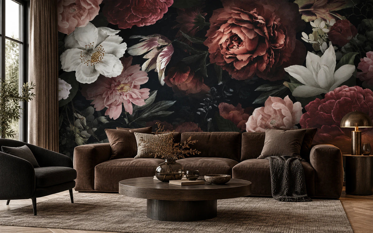 Papier peint panoramique floral vintage - Salon, Cuisine