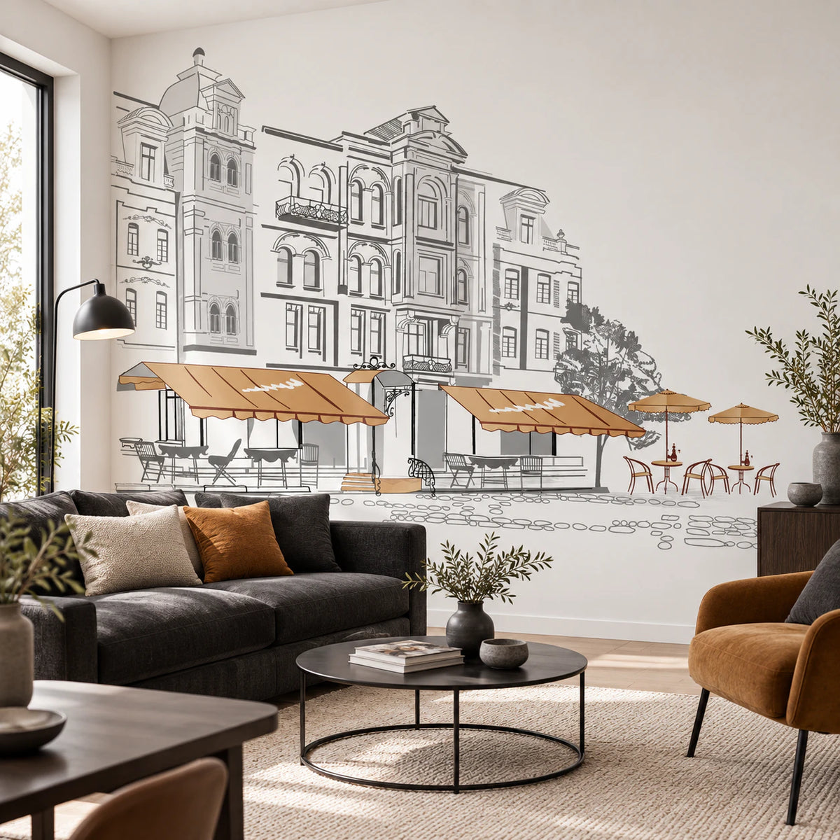 Papier peint panoramique ville en perspective - Salon, Cuisine