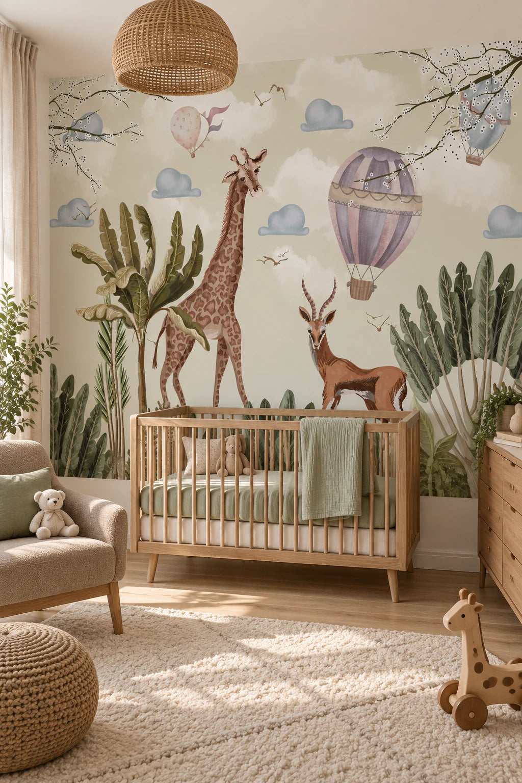 Papier peint Girafe & Impala - Chambre Bébé