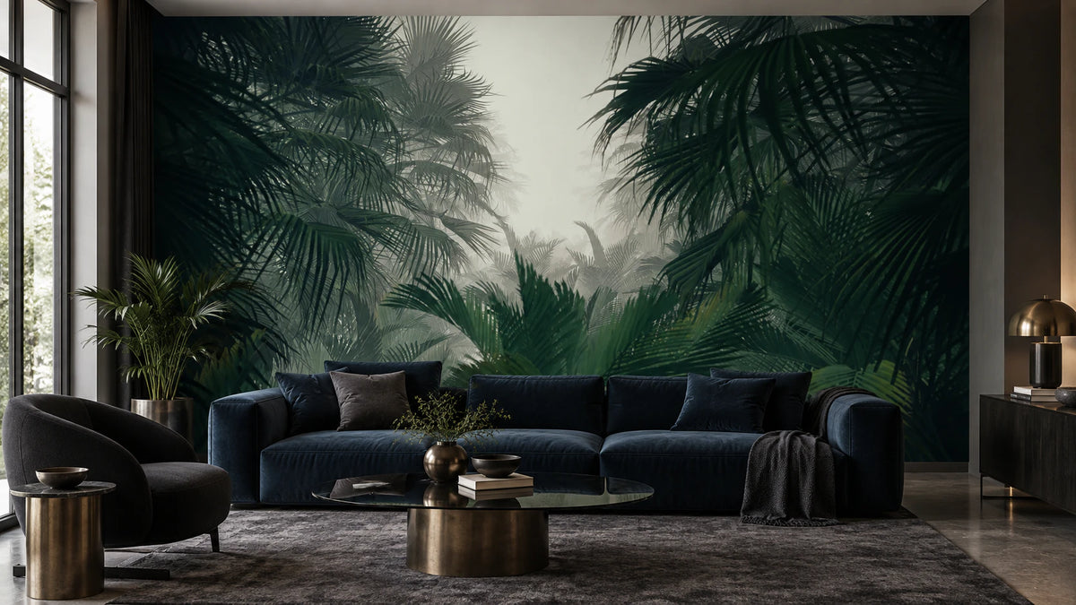 Papier peint panoramique Jungle Brumeuse - Salon, Cuisine