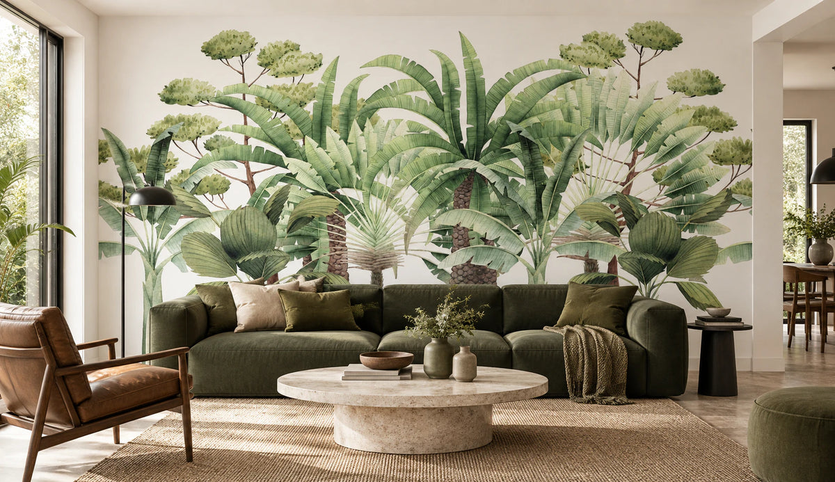Papier peint panoramique arbres tropicaux - Salon, Cuisine