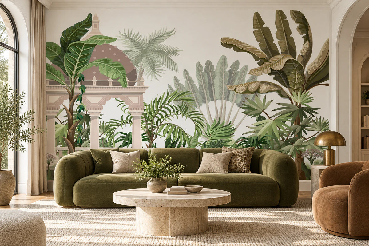 Papier peint panoramique temple dans la jungle - Salon, Cuisine