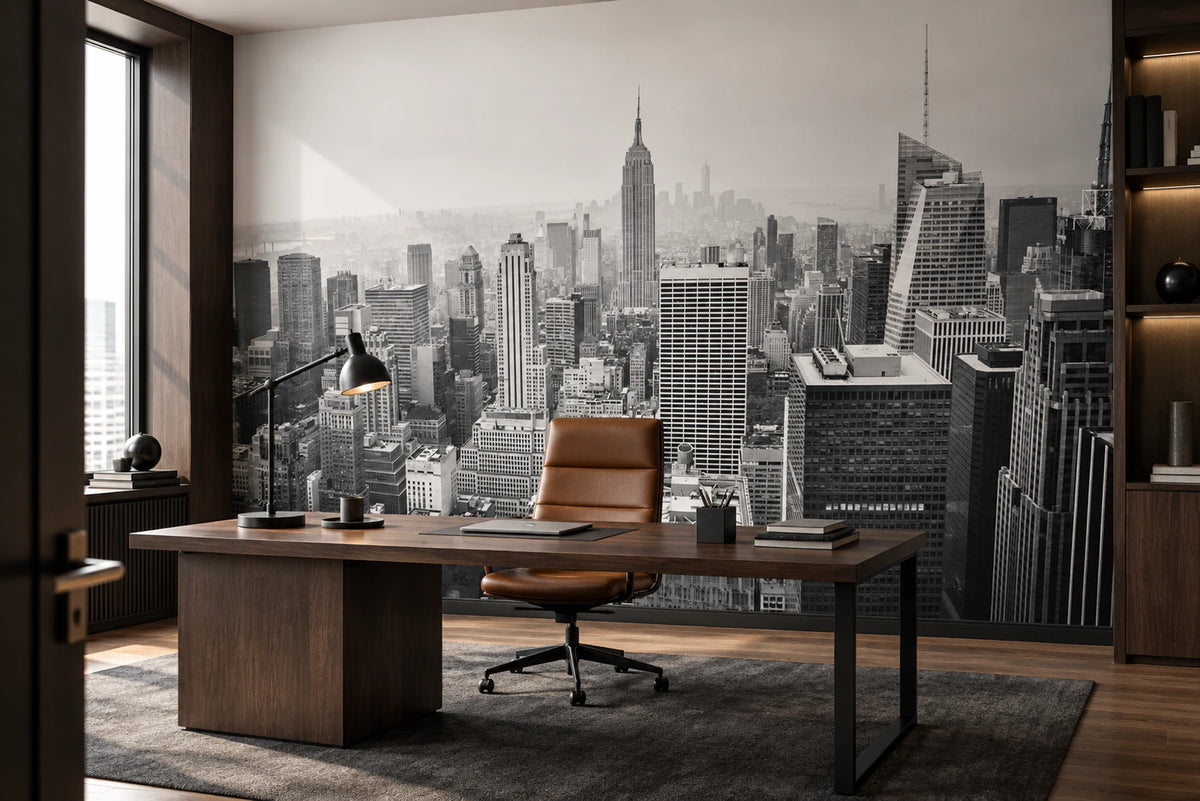 Papier peint panoramique New York noir et blanc - Bureau