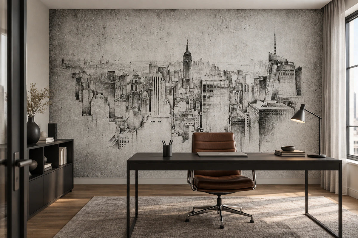 Papier peint panoramique illustration graphique New York - Bureau
