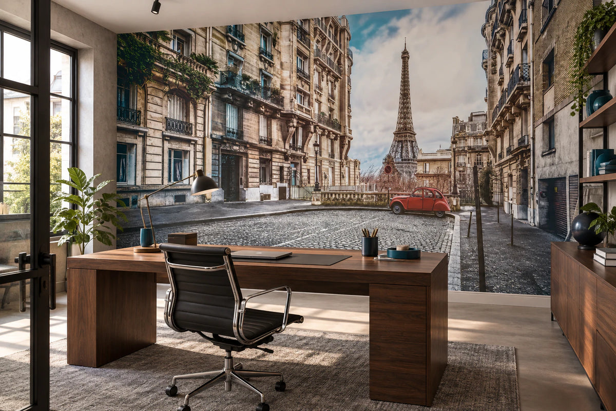 Papier peint panoramique photo de paris et sa tour Eiffel - Bureau
