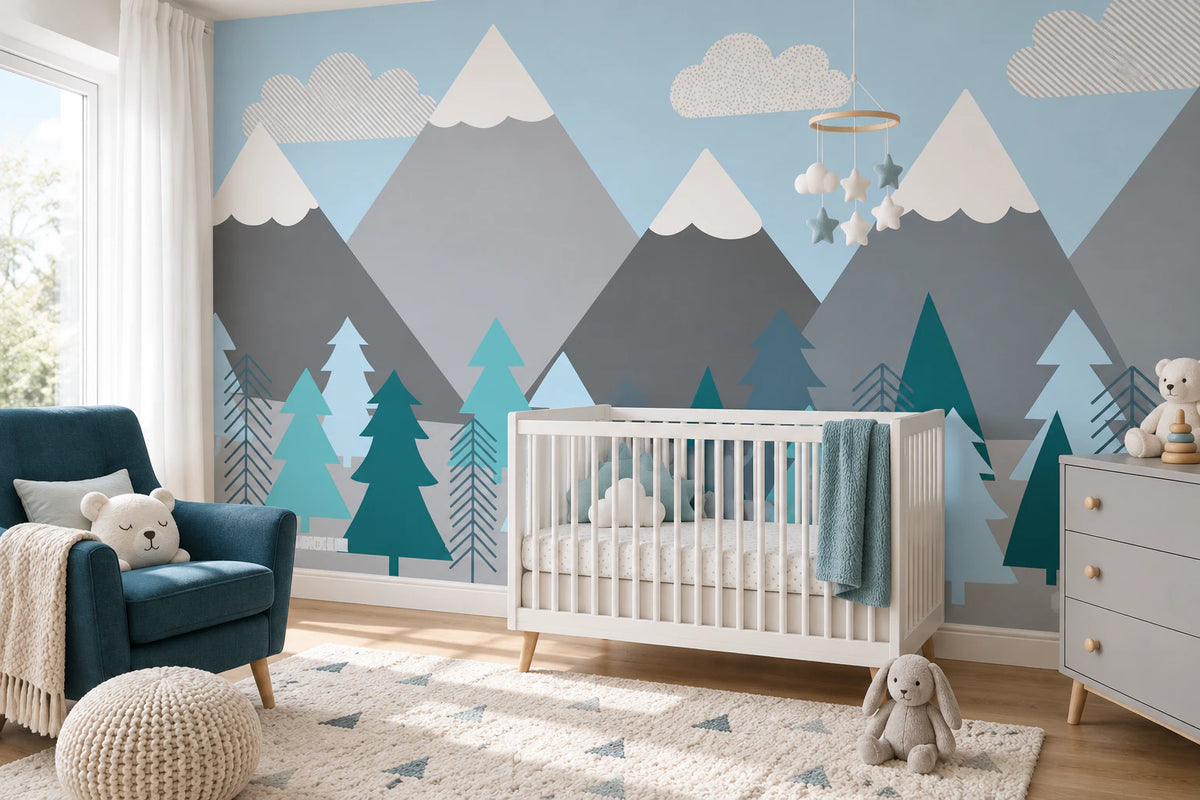 Papier peint montagne enneigée collection enfant - Chambre Bébé