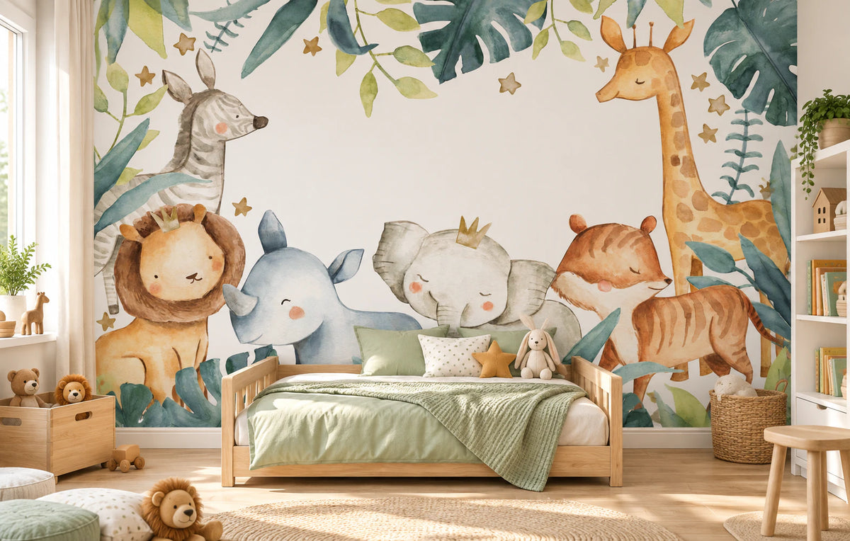Papier peint Girafe, Lion & Compagnie - Chambre Enfant