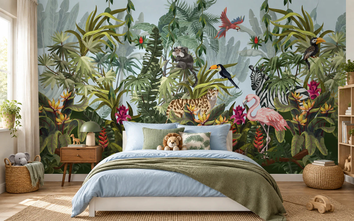 Papier peint panoramique animaux tropicaux - Chambre Enfant