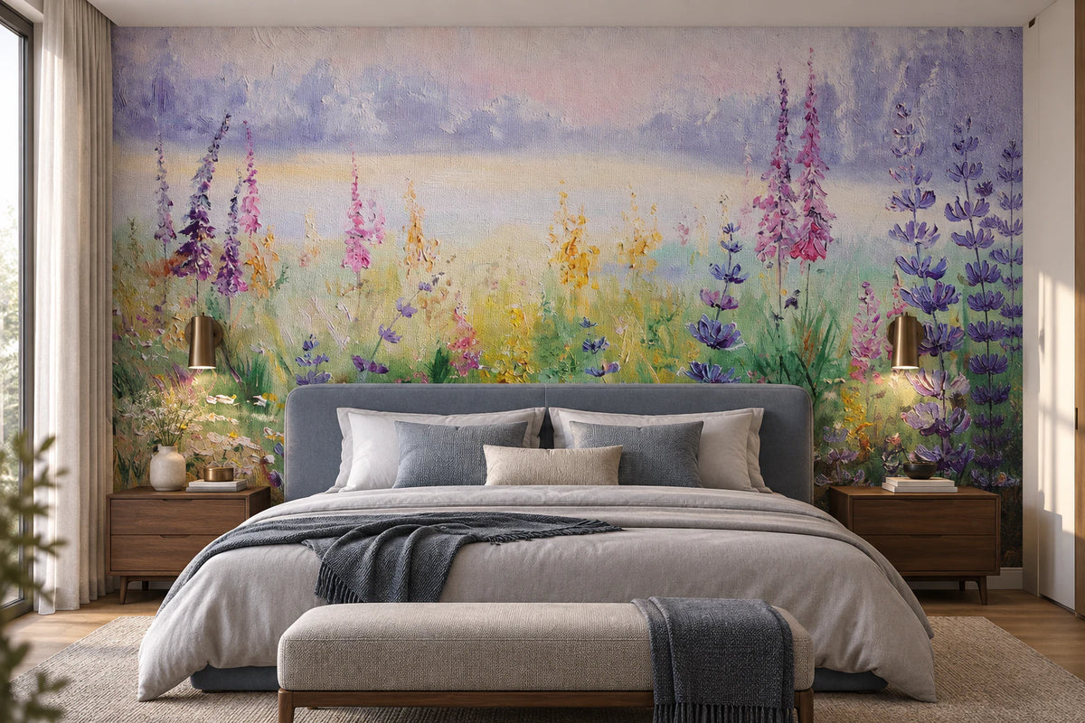 Papier peint panoramique Champ floral - Chambre Parentale