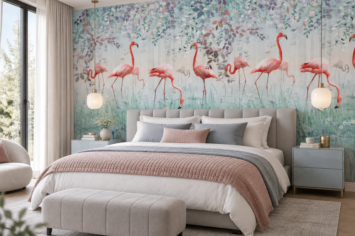 Papier peint flamant rose - Chambre Parentale