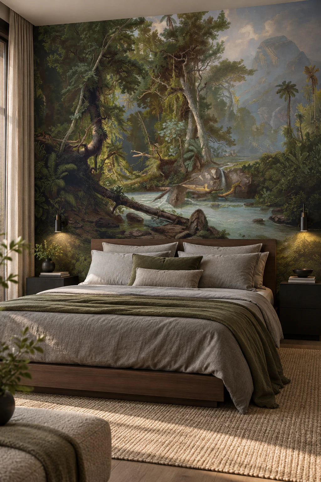 Papier peint panoramique sur mesure forêt tropicale - Chambre Parentale