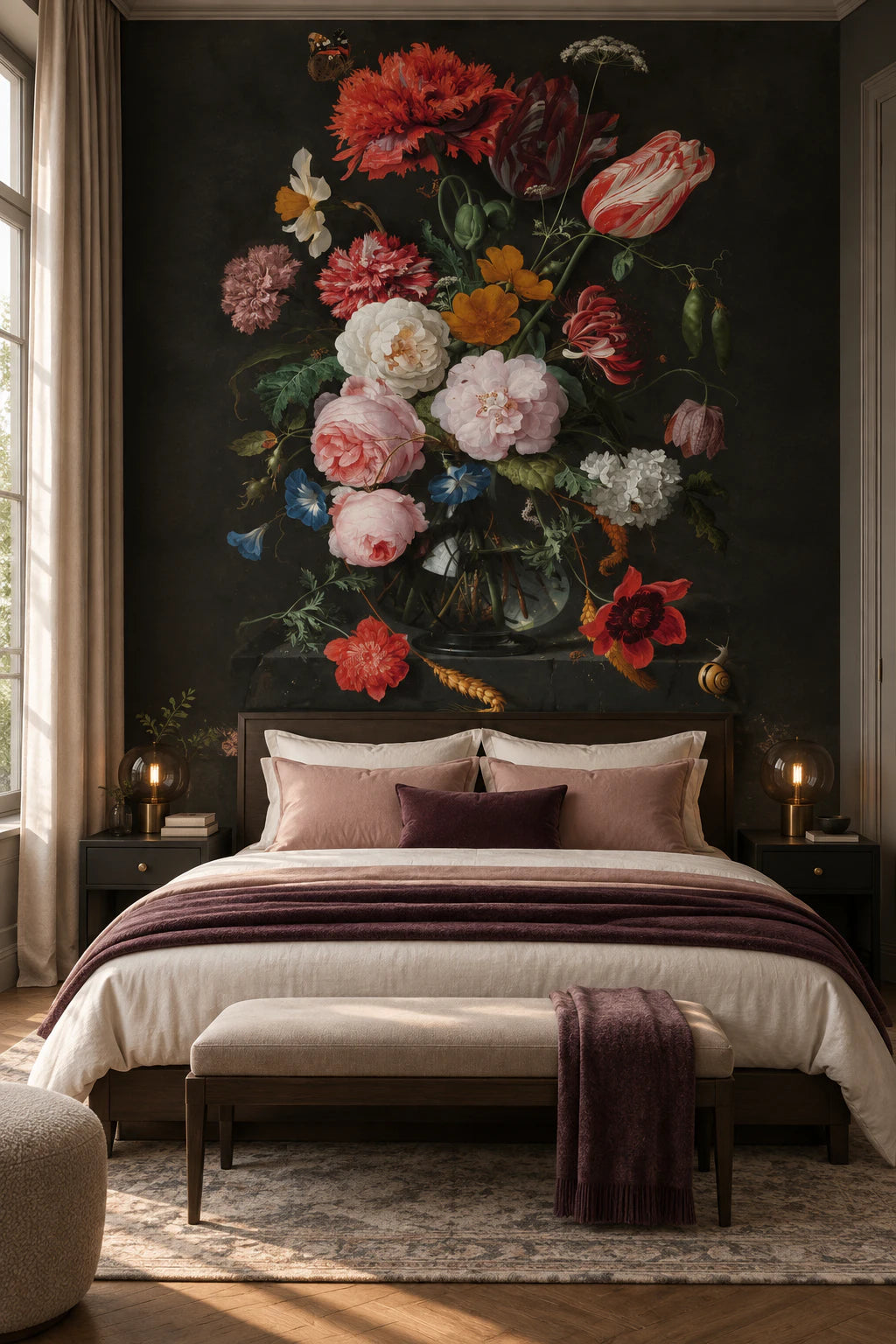 Papier peint panoramique bouquet de fleurs en nature morte - Chambre Parentale