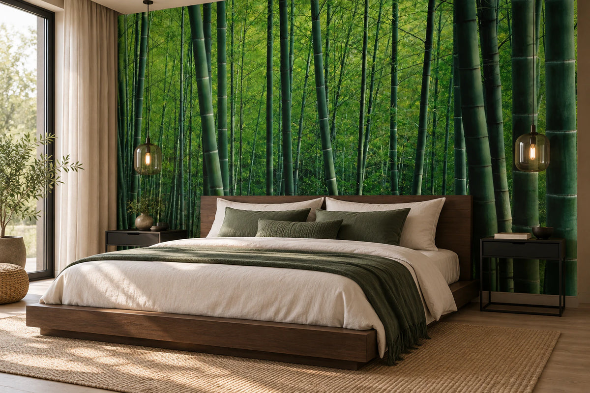 Papier peint panoramique forêt de bambou - Chambre Parentale