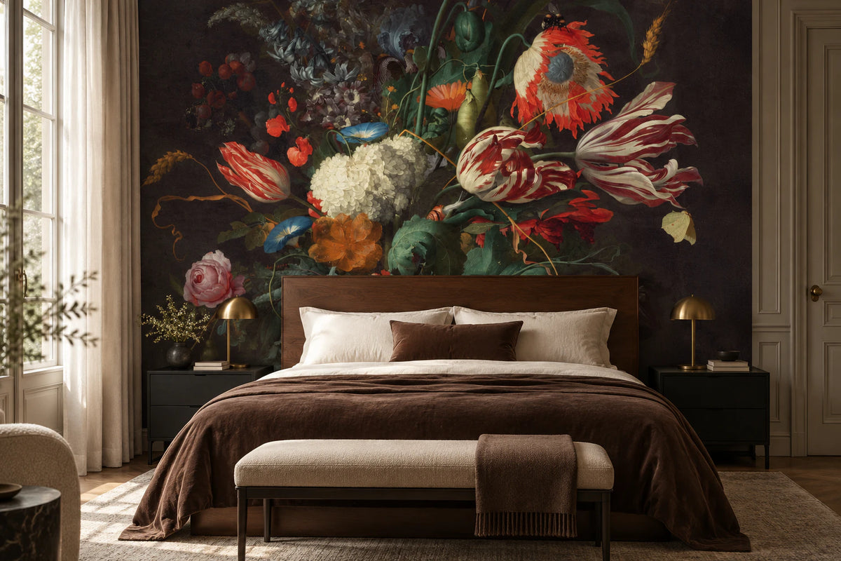 Papier peint panoramique bouquet floral en nature morte - Chambre Parentale