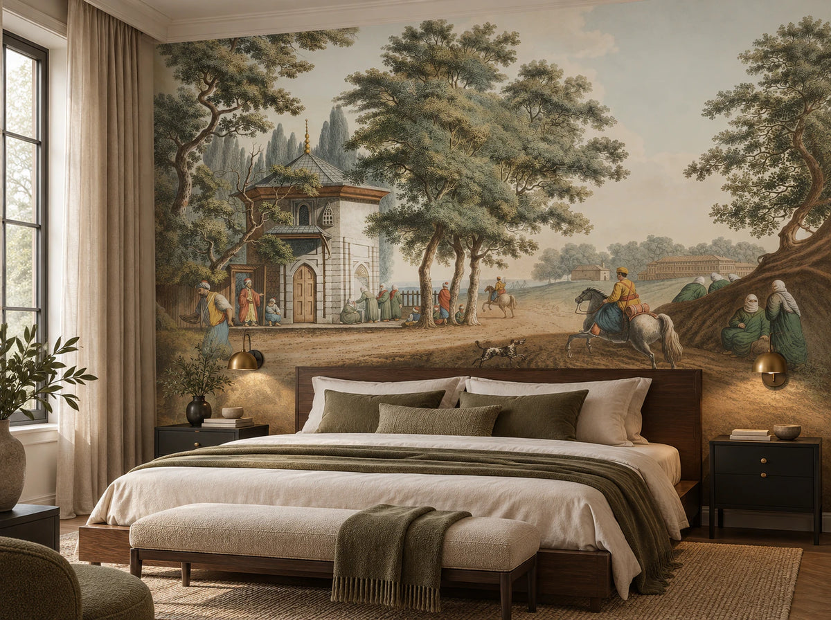 Papier peint panoramique paysage vintage - Chambre Parentale