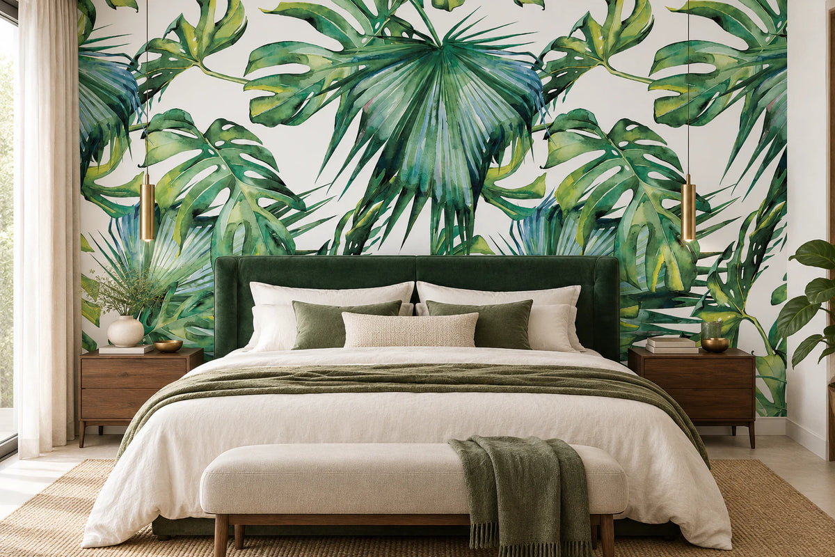 Papier peint feuille exotique tendance - Chambre Parentale