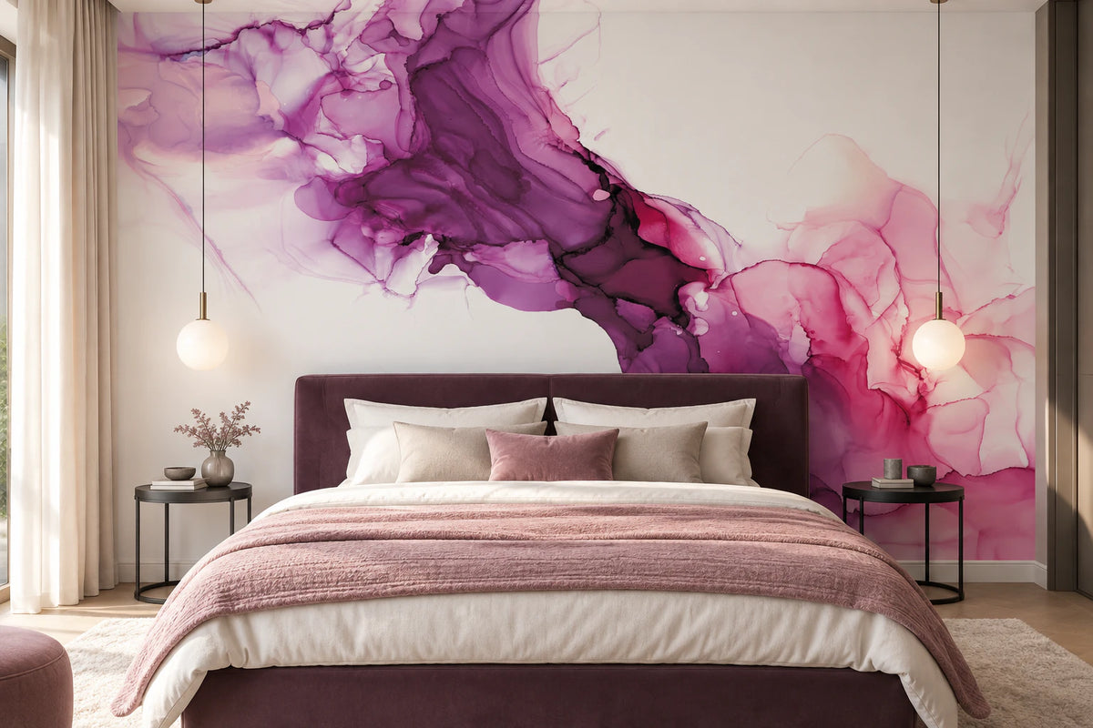 Papier peint effet résine violette - Chambre Parentale