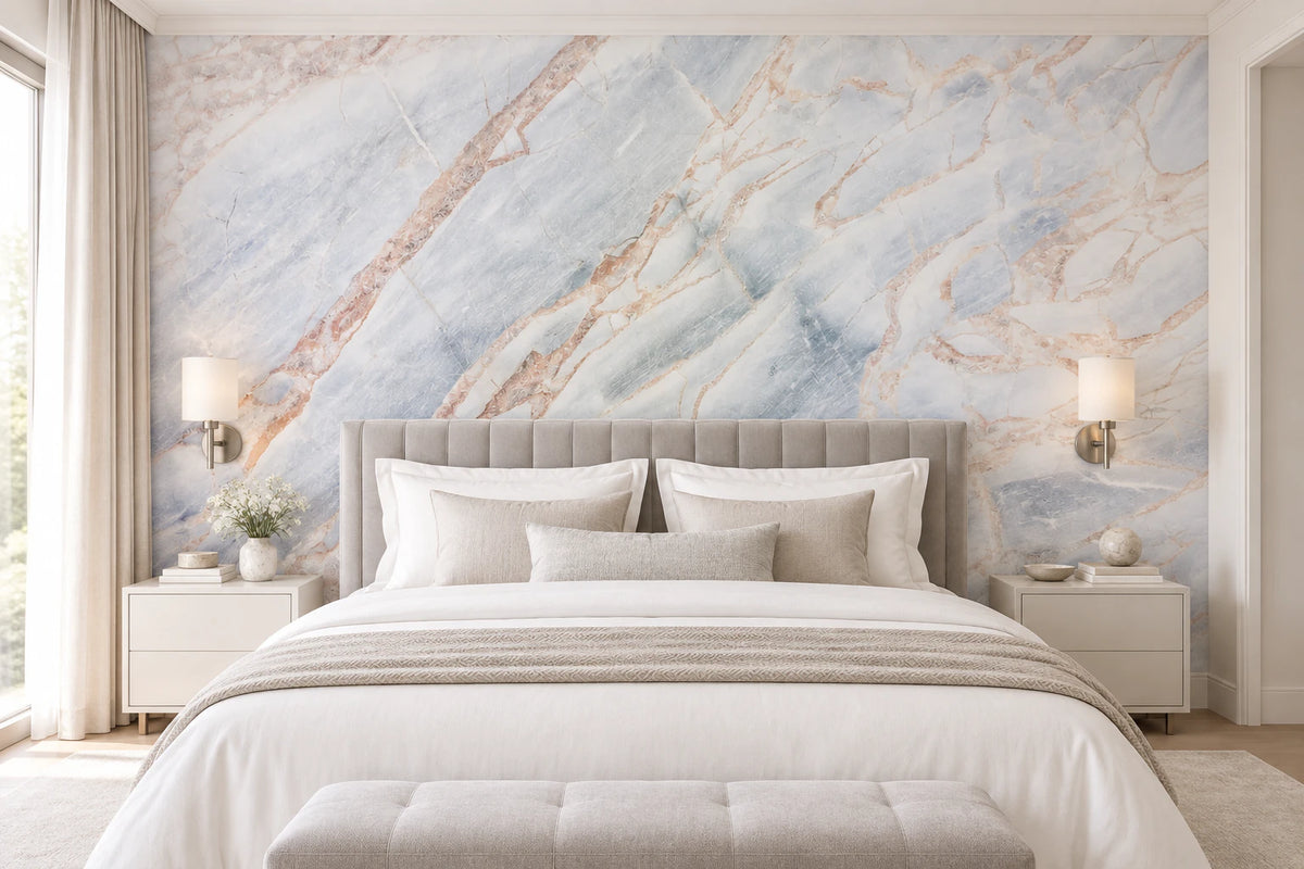 Papier peint panoramique trompe l’œil marbre - Chambre Parentale