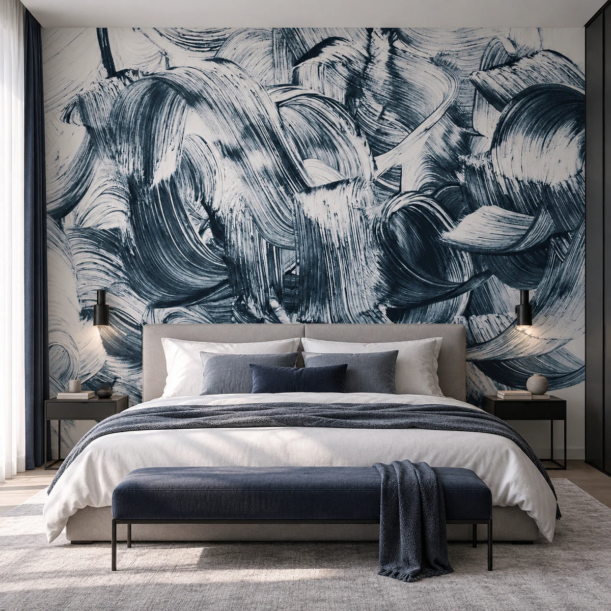 Papier peint art design coup de pinceau abstrait - Chambre Parentale