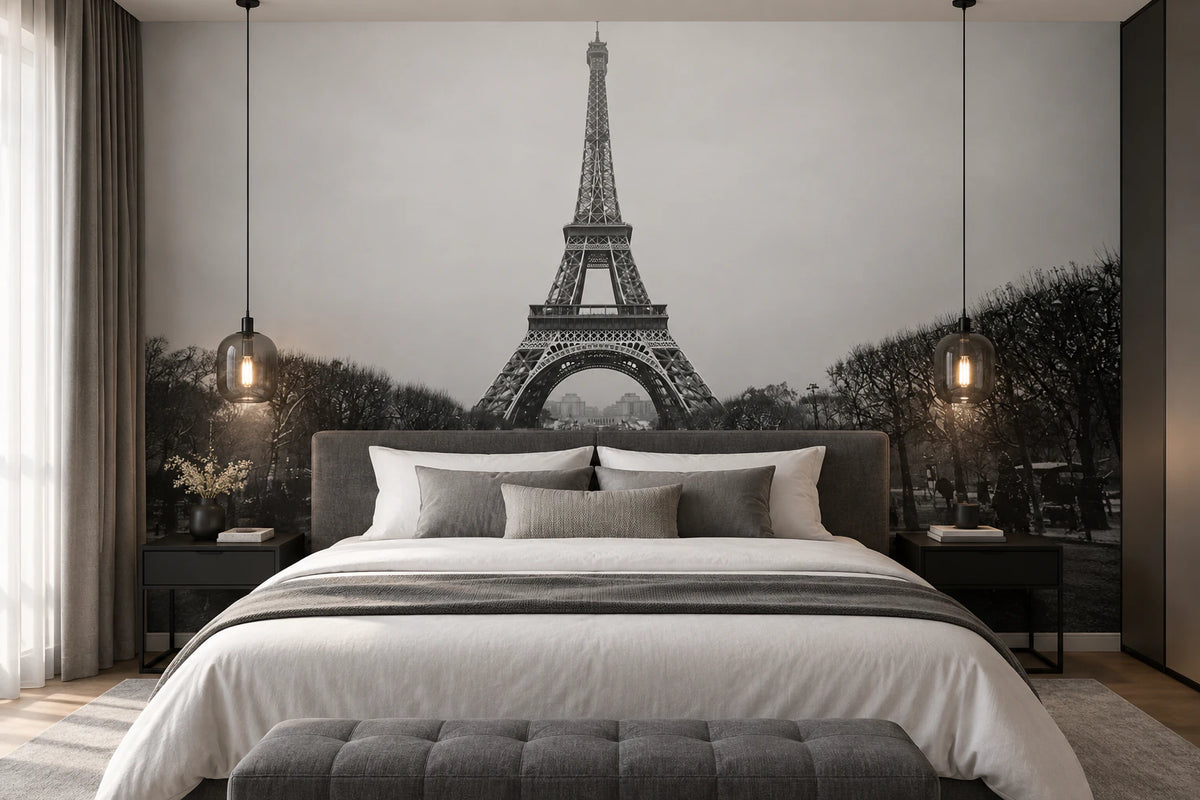 Papier peint panoramique Tour Eiffel vue du Champ-de-Mars - Chambre Parentale
