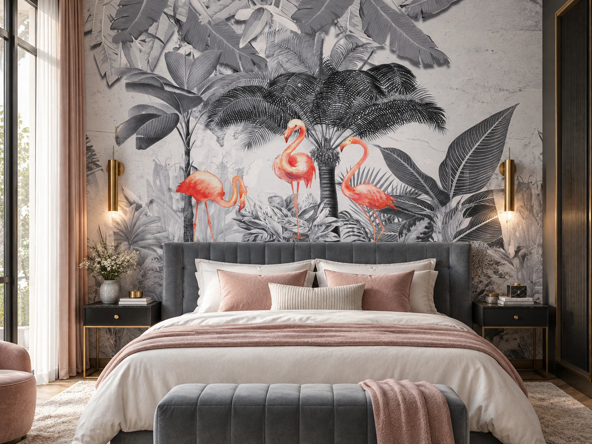 Fresque murale flamant rose - Chambre Parentale