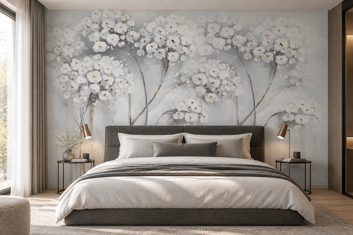 Papier peint sur mesure arbre fleuri - Chambre Parentale