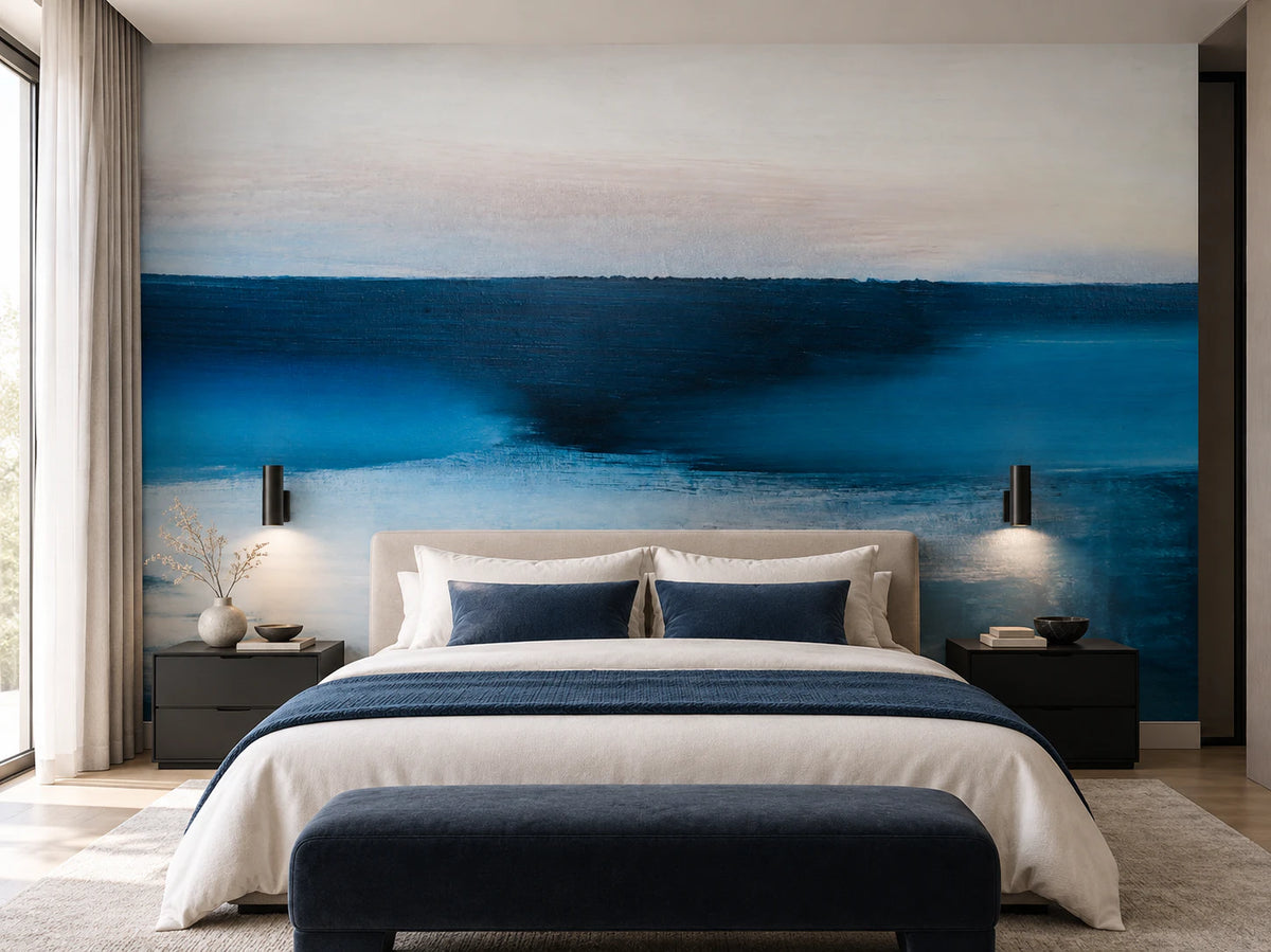 Papier peint panoramique peinture abstraite horizon - Chambre Parentale