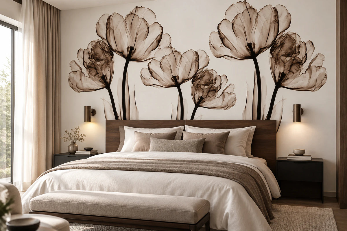 Papier peint illustration coquelicot - Chambre Parentale