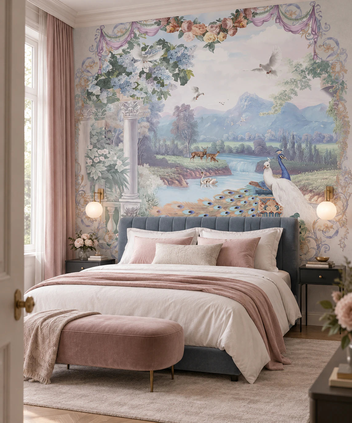 Papier peint panoramique lac romantique - Chambre Parentale