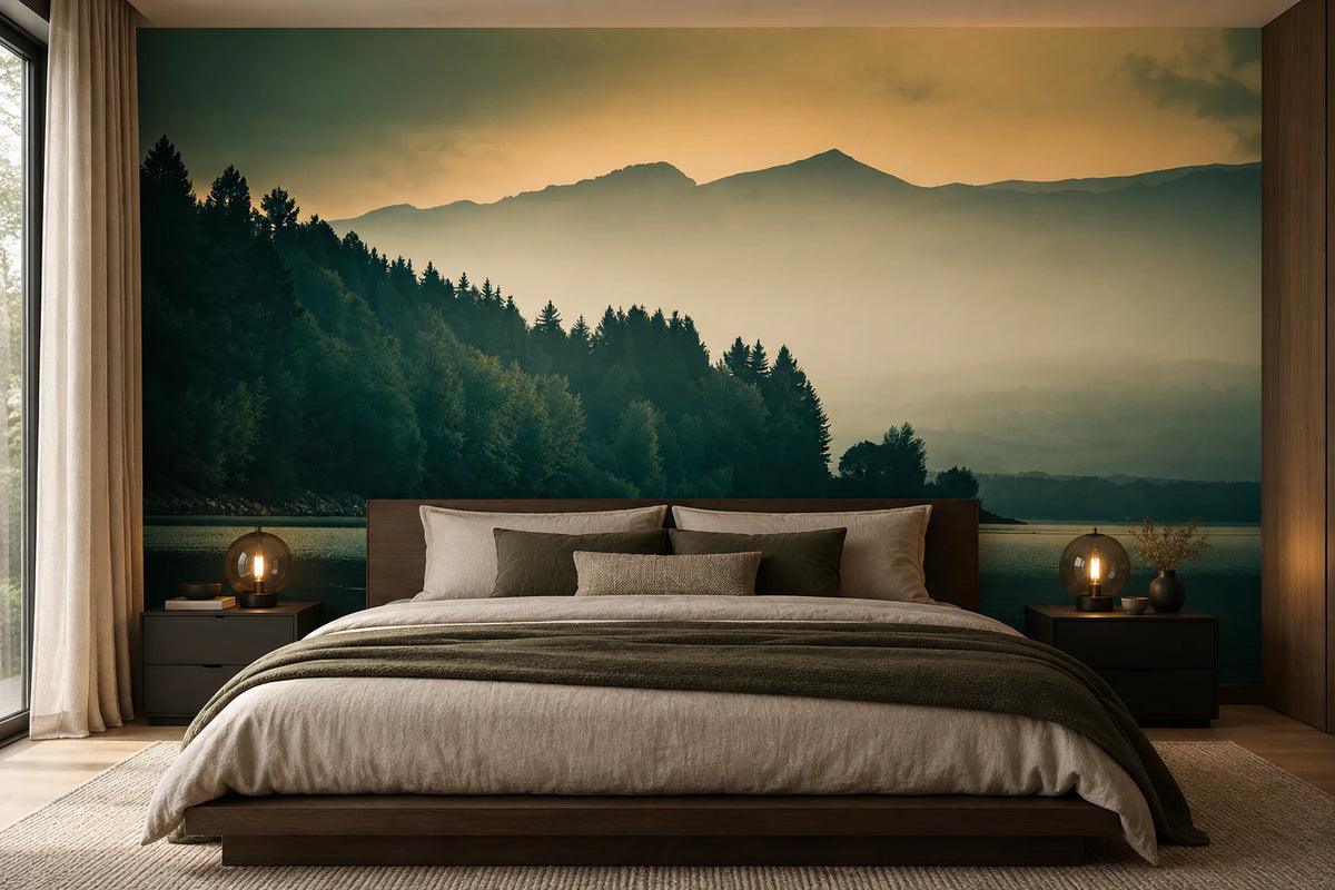Papier peint panoramique sapinière - Chambre Parentale