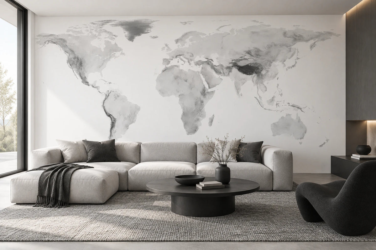 Papier peint mappe monde aquarelle - Couloir, Entrée