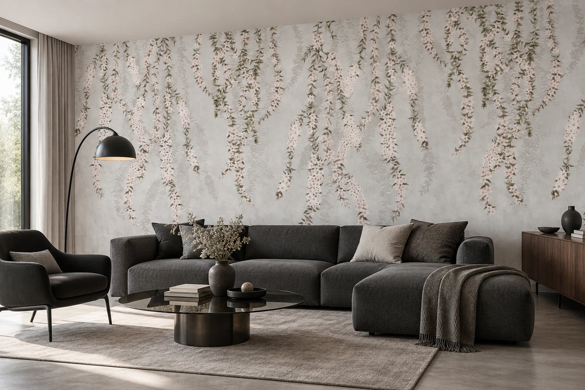 Tapisserie fleurs tombantes - Salon, Cuisine
