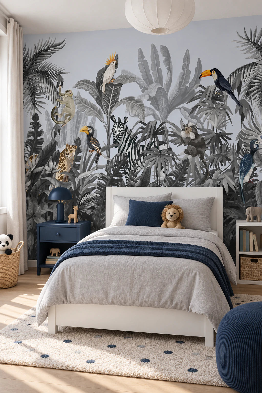 Papier peint panoramique faune et flore tropicale - Chambre Enfant