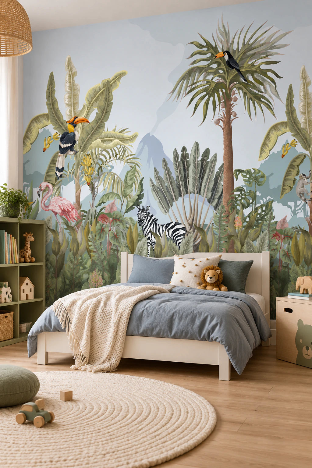 Papier peint panoramique zèbre dans la jungle - Chambre Enfant