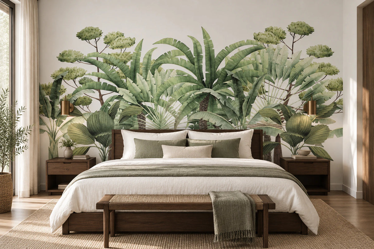 Papier peint panoramique arbres tropicaux - Chambre Parentale