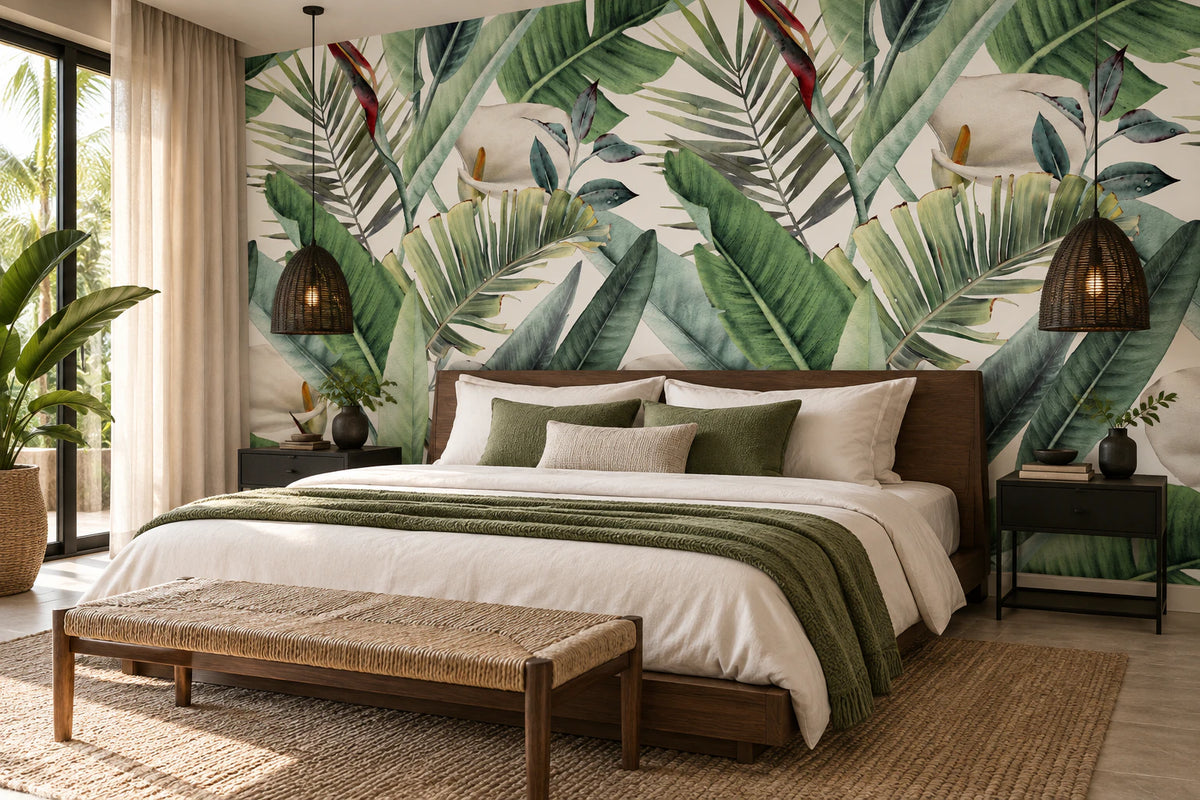 Tapisserie végétation tropicale - Chambre Parentale