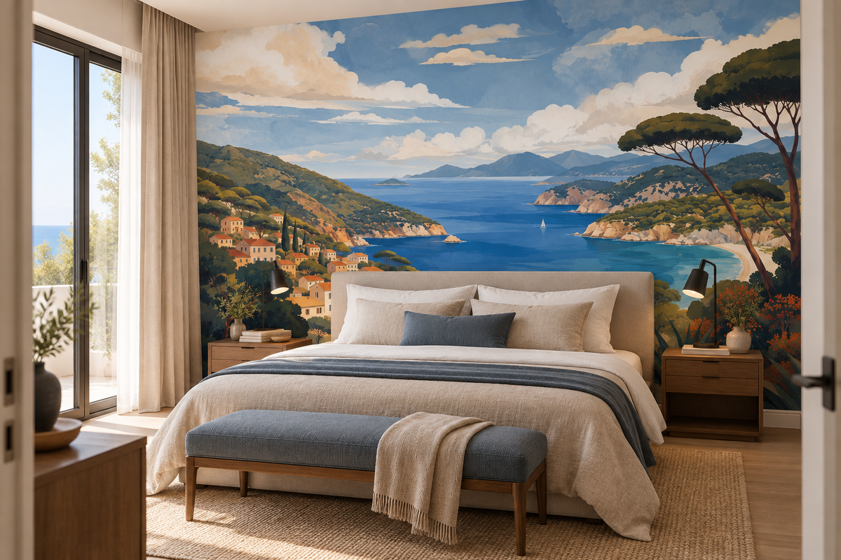 Fresque panoramique Rivage d’Azur - Chambre Parentale
