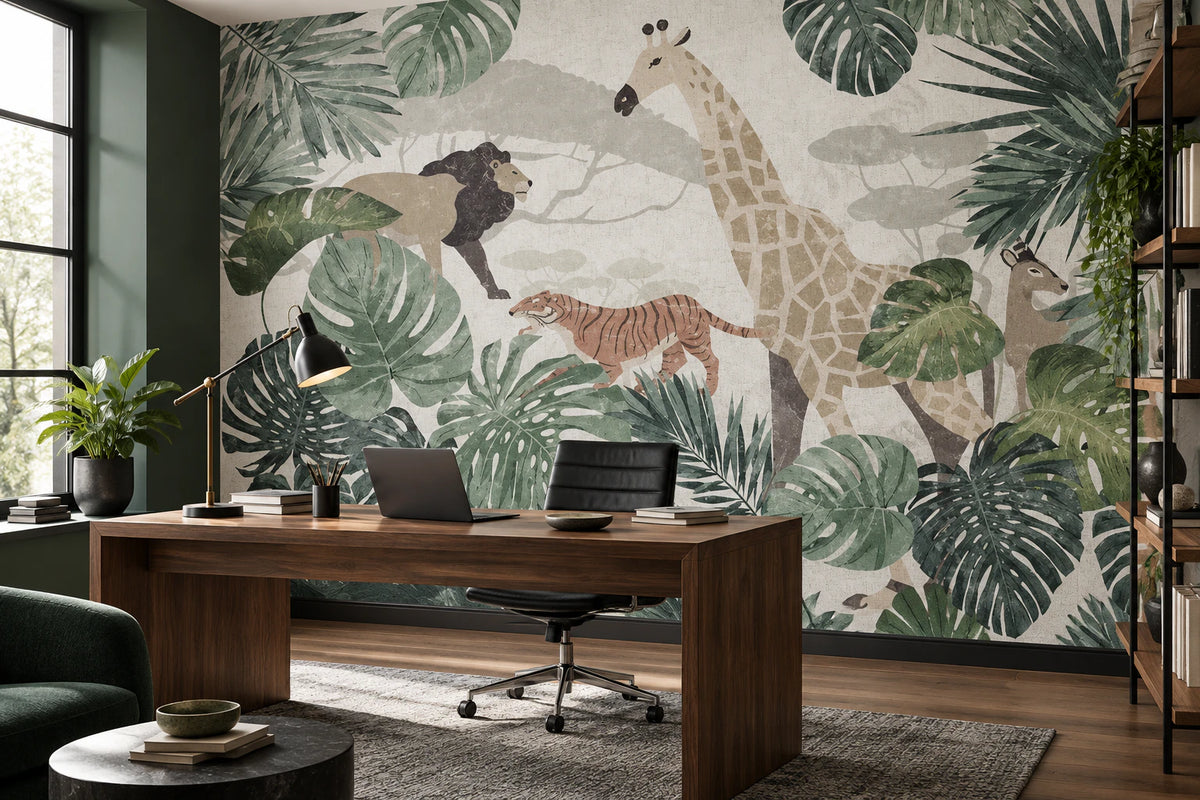 Papier peint Lion, girafe & Cie - Bureau