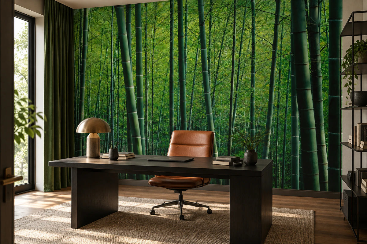 Papier peint panoramique forêt de bambou - Bureau