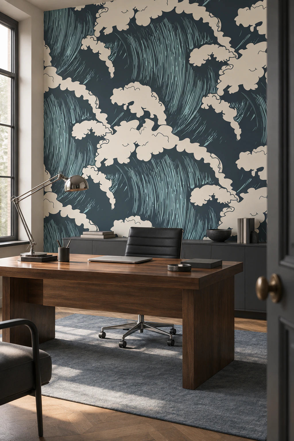 Papier peint répétition de vagues - Bureau