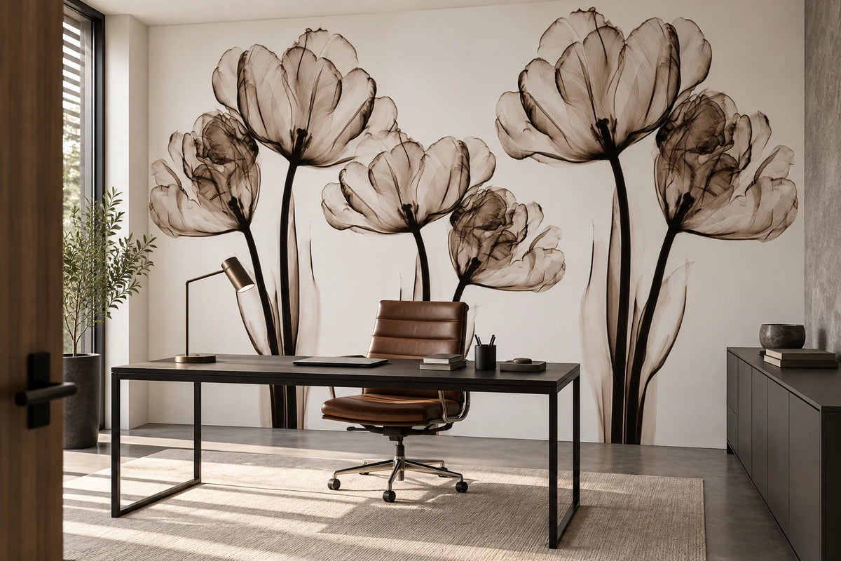 Papier peint illustration coquelicot - Bureau