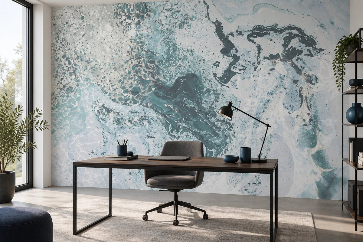 Papier peint panoramique effet vague art design - Bureau
