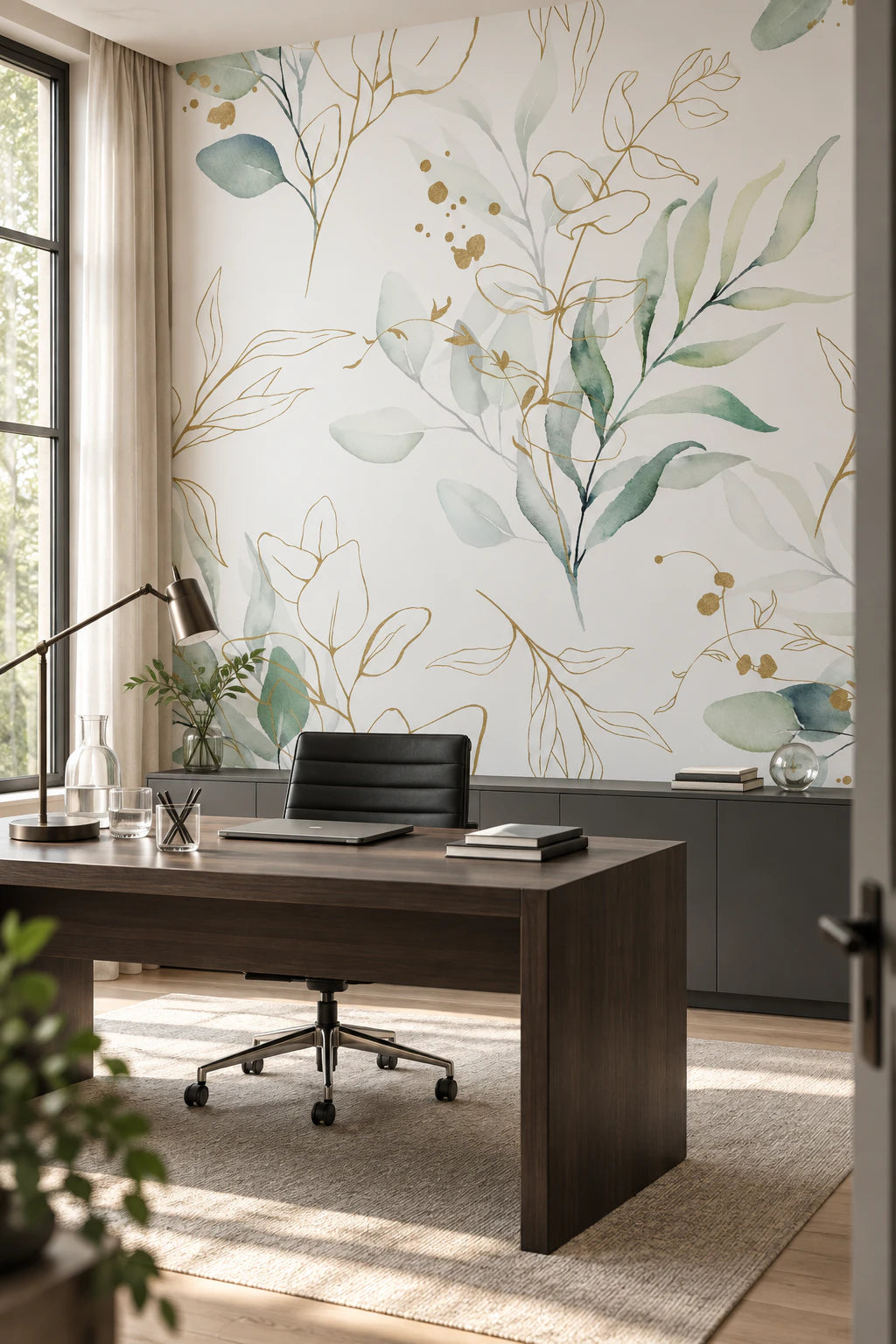 Papier peint illustration feuille d'eucalyptus - Bureau