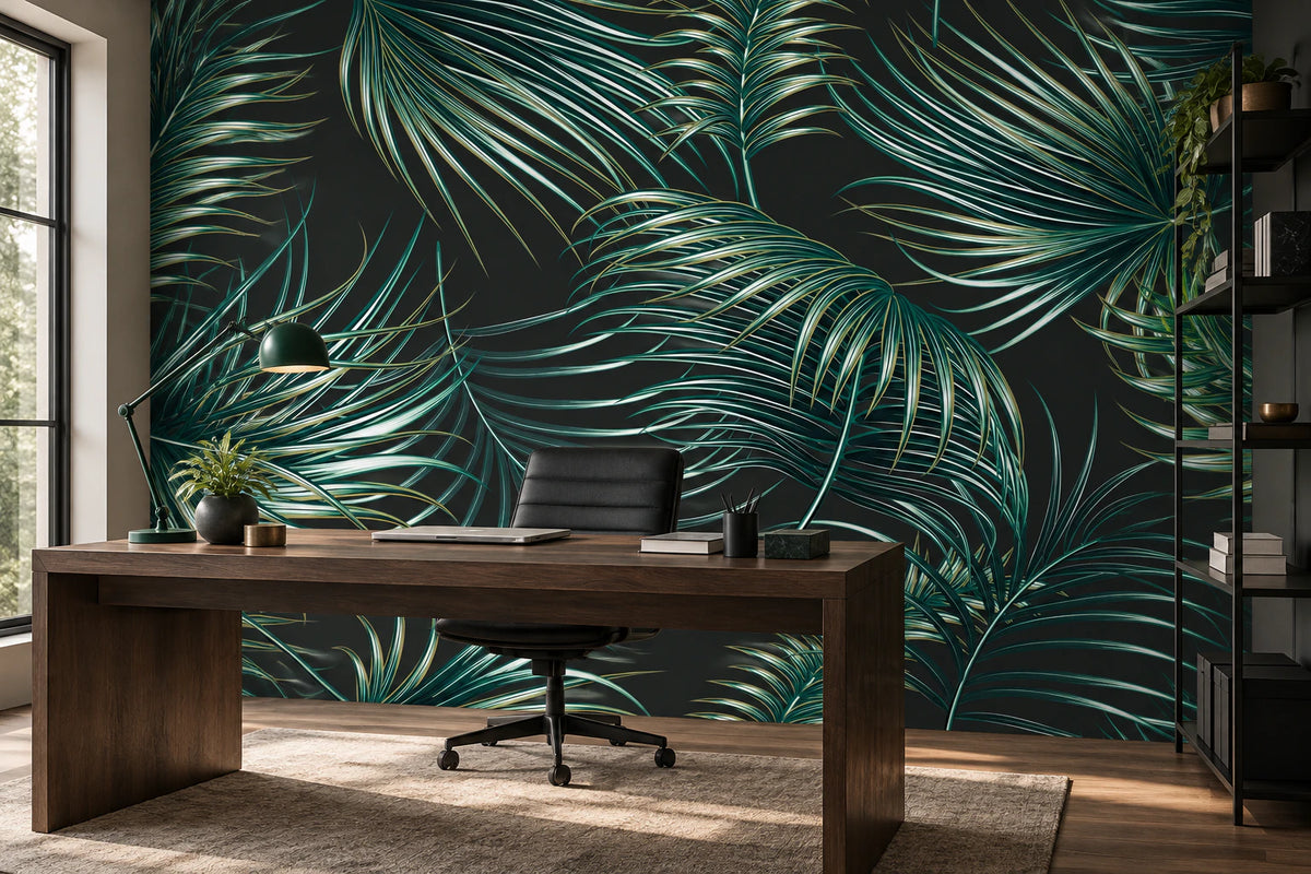Papier peint panoramique feuille Areca - Bureau