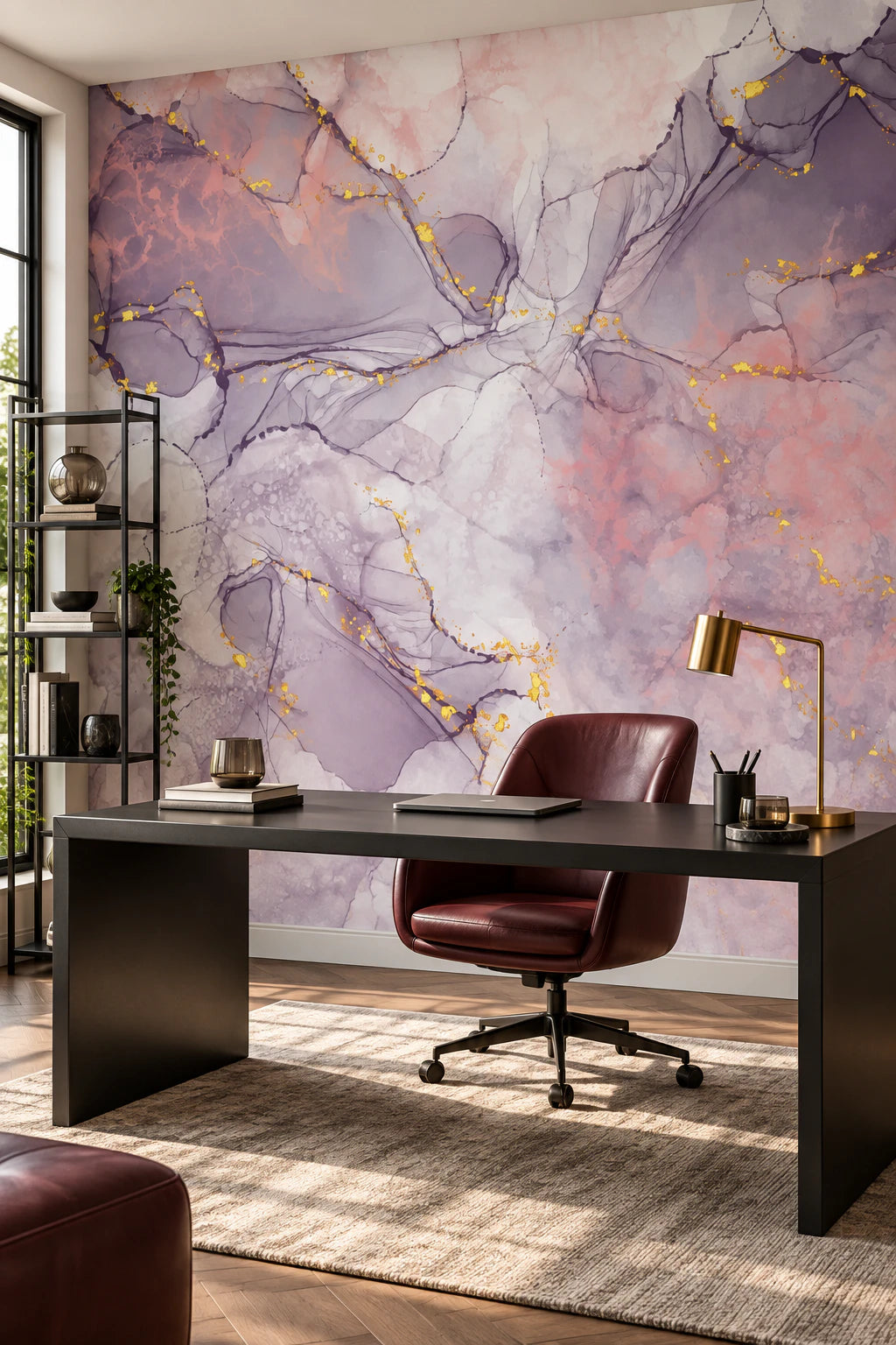 Papier peint résine marbre rose - Bureau