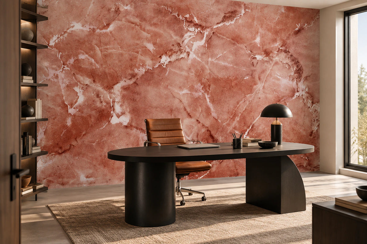 Papier peint panoramique trompe l’œil granit rose - Bureau