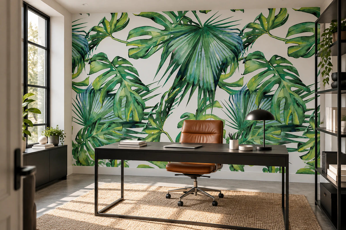 Papier peint feuille exotique tendance - Bureau