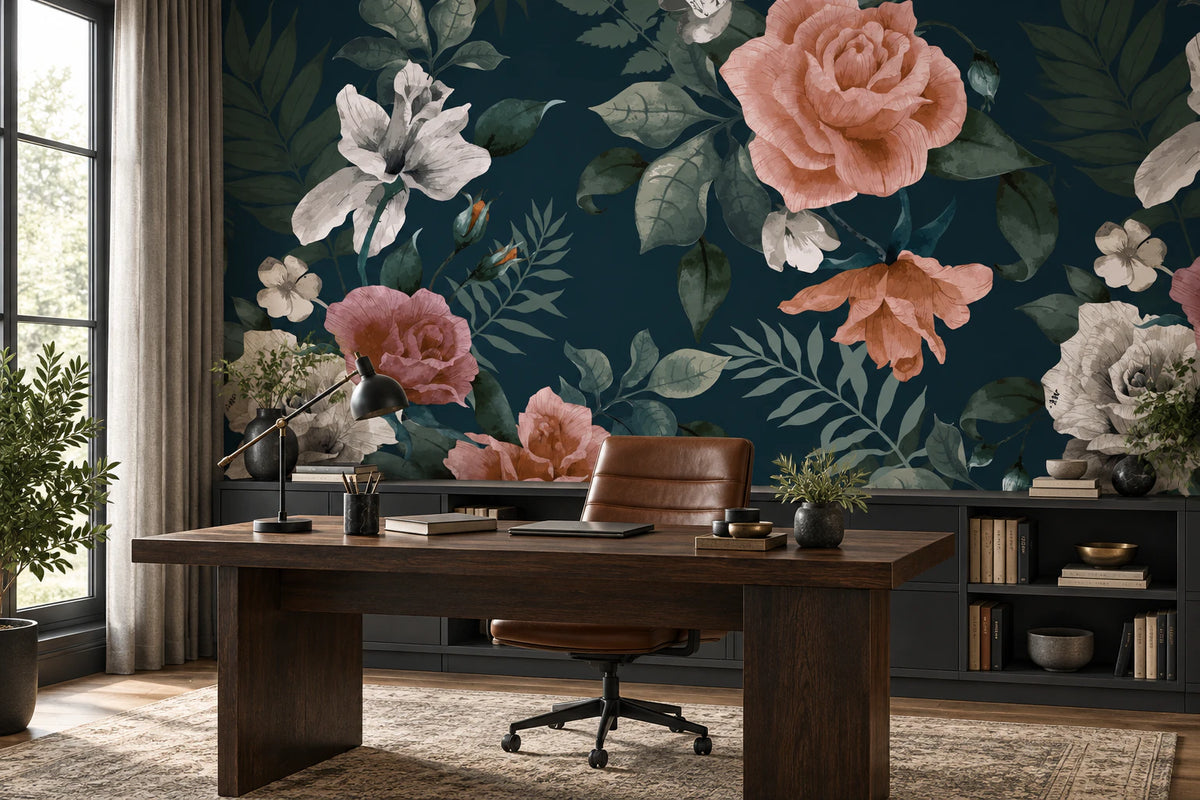 Papier peint panoramique rose - Bureau