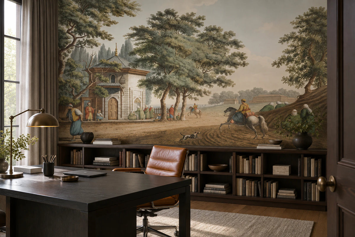 Papier peint panoramique paysage vintage - Bureau